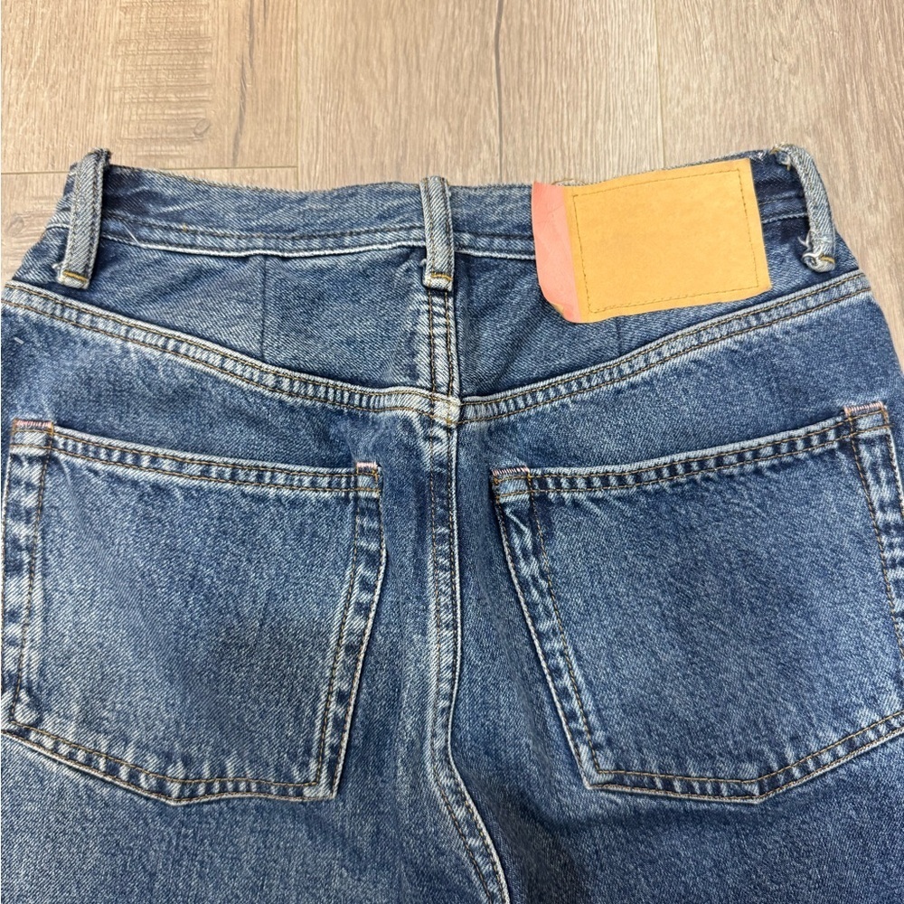 Acne Studios Bla Konst Straight Leg Blue Jeans Size 25x32 Pink Leather Patch - Picture 3 of 11
